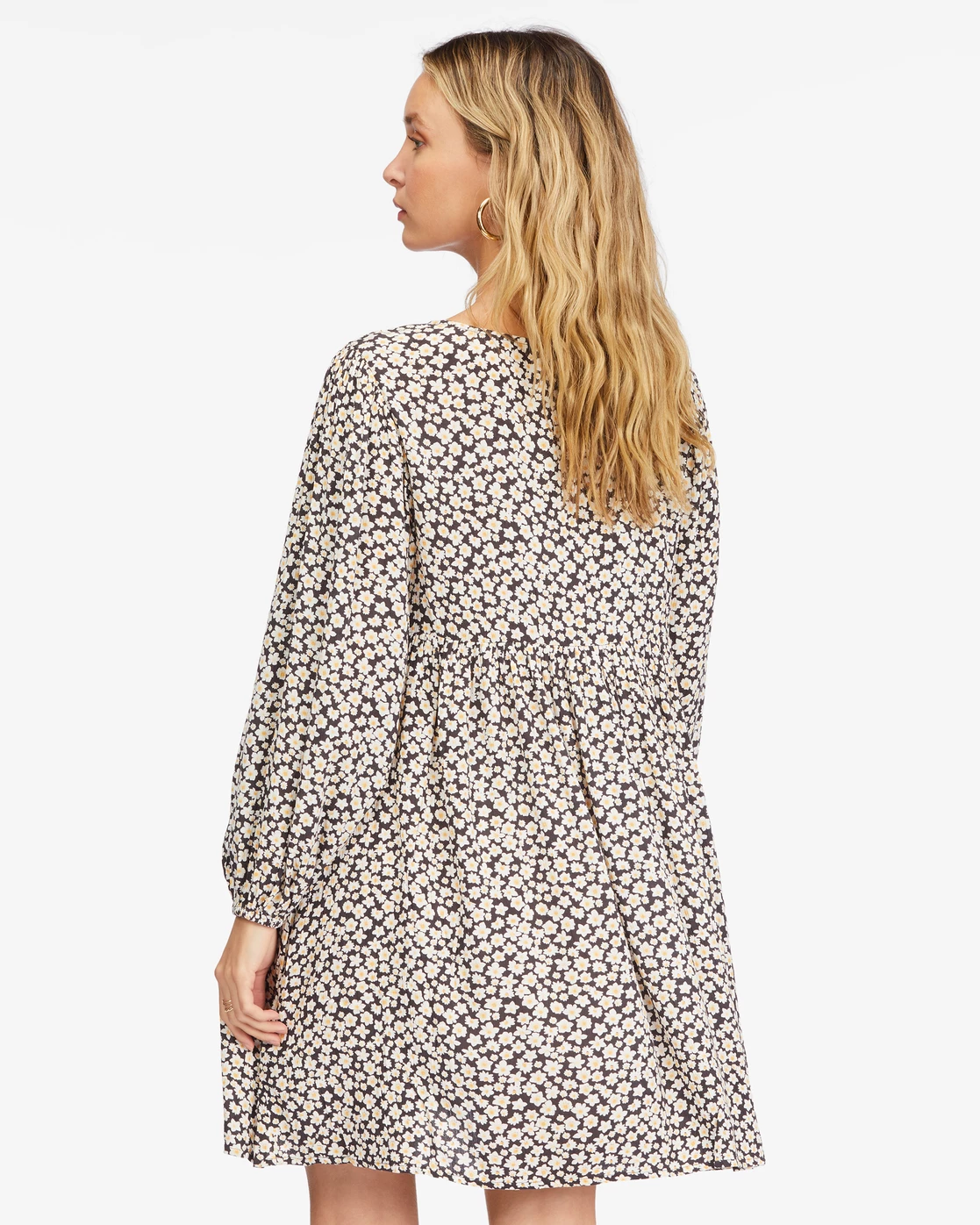 Billabong Secret Wish Long Sleeve Babydoll Dress OFF BLACK (ofb) 4 Billabong Secret Wish Long Sleeve Babydoll Dress OFF BLACK (ofb) - Image 4