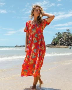 Billabong True Romance Midi Dress BRIGHT POPPY (rne0)