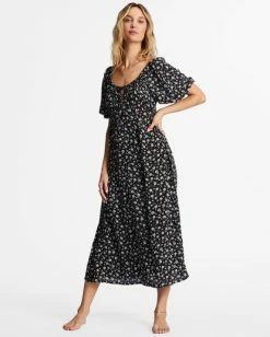 Billabong True Romance Midi Dress BLACK PEBBLE (bpb) -billabong shop abjwd00478 billabongw bpb frt1 1