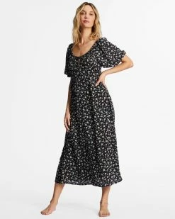 Billabong True Romance Midi Dress BLACK PEBBLE (bpb)