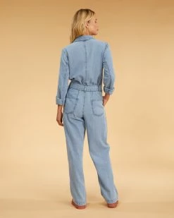 Billabong Salty Blonde Sunday Uniform Long Sleeve Jumpsuit SALTY BLUE (syl) -billabong shop abjwd00494 billabongw syl bck1