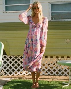 Billabong Salty Blonde Paradise Love Long Sleeve Midi Dress LOVIN LILAC (pkv0)