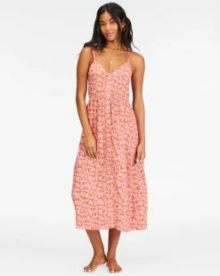 Billabong Venice Babe Midi Slip Dress VINTAGE CORAL (vco)