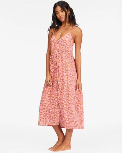 Billabong Venice Babe Midi Slip Dress VINTAGE CORAL (vco) 5 Billabong Venice Babe Midi Slip Dress VINTAGE CORAL (vco) - Image 5