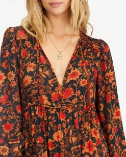 Billabong Hearts Desire Long Sleeve Mini Dress BLACK MULTI (bml) 8 Billabong Hearts Desire Long Sleeve Mini Dress BLACK MULTI (bml) -billabong shop abjwd00507 billabongw bml dtl1 1