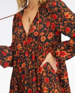 Billabong Hearts Desire Long Sleeve Mini Dress BLACK MULTI (bml) 9 Billabong Hearts Desire Long Sleeve Mini Dress BLACK MULTI (bml) -billabong shop abjwd00507 billabongw bml dtl2 1