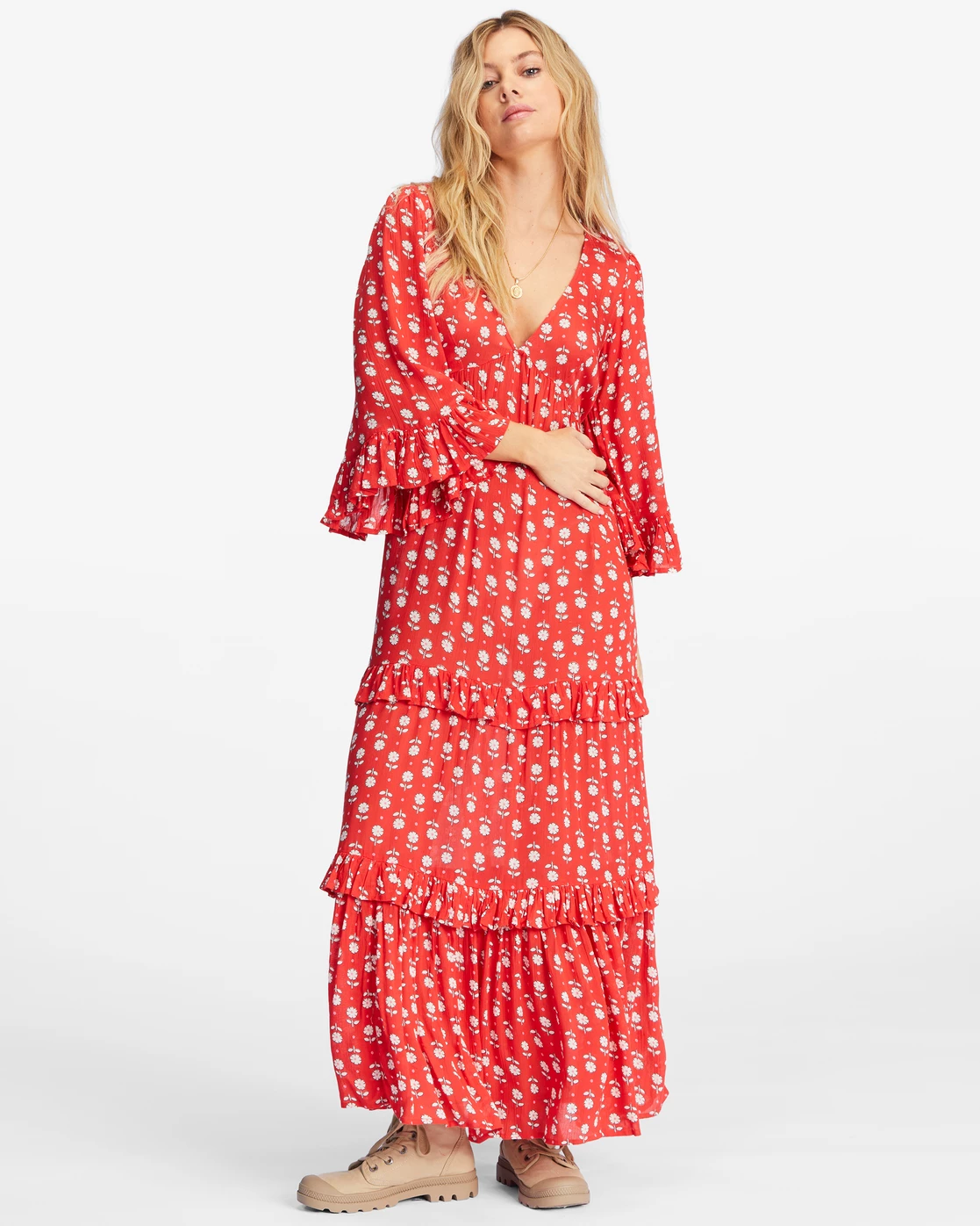 Billabong Time After Time V-Neck Maxi Dress RED MAGIC (rqc0) 2 Billabong Time After Time V-Neck Maxi Dress RED MAGIC (rqc0) - Image 2