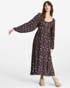 Billabong Better Days Long Sleeve Midi Dress OFF BLACK (ofb) 8 Billabong Better Days Long Sleeve Midi Dress OFF BLACK (ofb) -billabong shop abjwd00509 billabongw ofb frt1 1