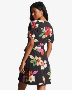 Billabong Hot Tropics Mini Wrap Dress BLACK PEBBLE (bpb) -billabong shop abjwd00524 billabongw bpb bck1 1