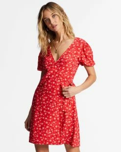 Billabong Hot Tropics Mini Wrap Dress BRIGHT POPPY (rne0)