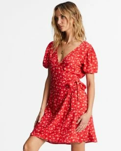 Billabong Hot Tropics Mini Wrap Dress BRIGHT POPPY (rne0) -billabong shop abjwd00524 billabongw rne0 sd1 1
