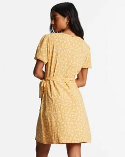 Billabong Hot Tropics Mini Wrap Dress GOLDIE (ykv0) -billabong shop abjwd00524 billabongw ykv0 bck1