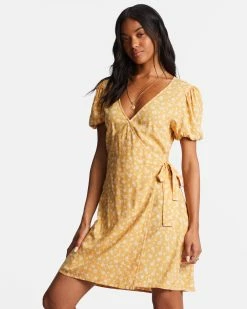 Billabong Hot Tropics Mini Wrap Dress GOLDIE (ykv0) -billabong shop abjwd00524 billabongw ykv0 sd1