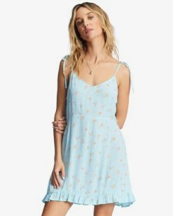 Billabong Heart Breaker Strappy Dress PURE AQUA (bfd0) -billabong shop abjwd00529 billabongw bfd0 frt1 1