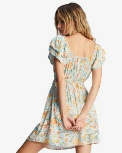 Billabong Enchant Me Mini Dress PURE AQUA (bfd0) -billabong shop abjwd00530 billabongw bfd0 bck1