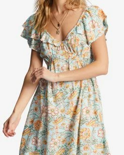 Billabong Enchant Me Mini Dress PURE AQUA (bfd0) -billabong shop abjwd00530 billabongw bfd0 dtl1
