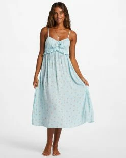 Billabong Rebel Heart Midi Slip Dress PURE AQUA (bfd0)