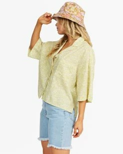 Billabong All Good Button-Down Top LIME (lim) -billabong shop abjwt00179 billabongw lim sd1 2