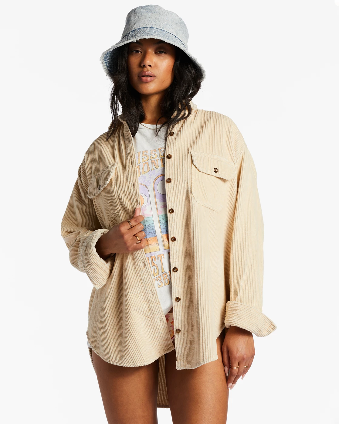 Billabong So Stoked Cord Long Sleeve Top ANTIQUE 1 (wbt0) 2 Billabong So Stoked Cord Long Sleeve Top ANTIQUE 1 (wbt0) - Image 2