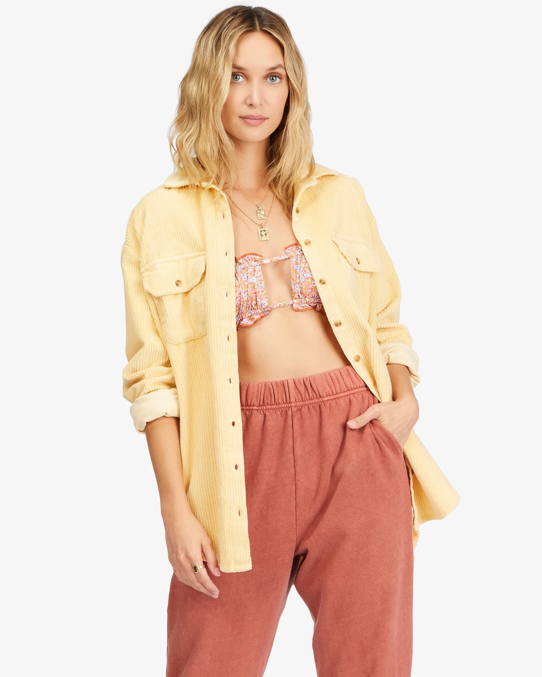 Billabong So Stoked Cord Long Sleeve Top BUTTERMILK (yej0) 2 Billabong So Stoked Cord Long Sleeve Top BUTTERMILK (yej0) - Image 2