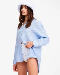 Billabong Good To Go Button-Down Top. SWEET BLUE (bka0) -billabong shop abjwt00250 billabongw bka0 sd1