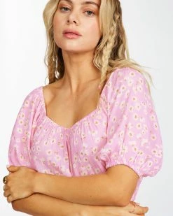 Billabong Sun City Off-The-Shoulder Crop Top PINK LADY (mee0) -billabong shop abjwt00252 billabongw mee0 dtl2
