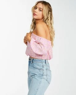 Billabong Sun City Off-The-Shoulder Crop Top PINK LADY (mee0) -billabong shop abjwt00252 billabongw mee0 sd1