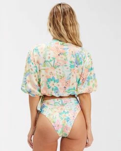 Billabong Too Cute Puff Sleeve Crop Top WHITE/MULTI (wmu) -billabong shop abjwt00264 billabongw wmu bck1