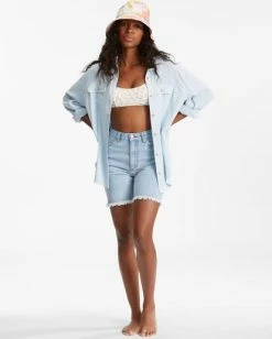 Billabong So Stoked Oversized Button-Down Shirt LIGHT CHAMBRAY (bfw0) -billabong shop abjwt00290 billabongw bfw0 frt9 1