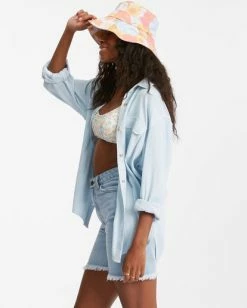 Billabong So Stoked Oversized Button-Down Shirt LIGHT CHAMBRAY (bfw0) -billabong shop abjwt00290 billabongw bfw0 sd1 1