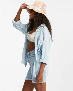 Billabong So Stoked Oversized Button-Down Shirt LIGHT CHAMBRAY (bfw0) -billabong shop abjwt00290 billabongw bfw0 sd1