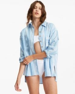Billabong In The Tide Button-Down Shirt BLUE SKIES (bgb0) -billabong shop abjwt00315 billabongw bgb0 frt1 1