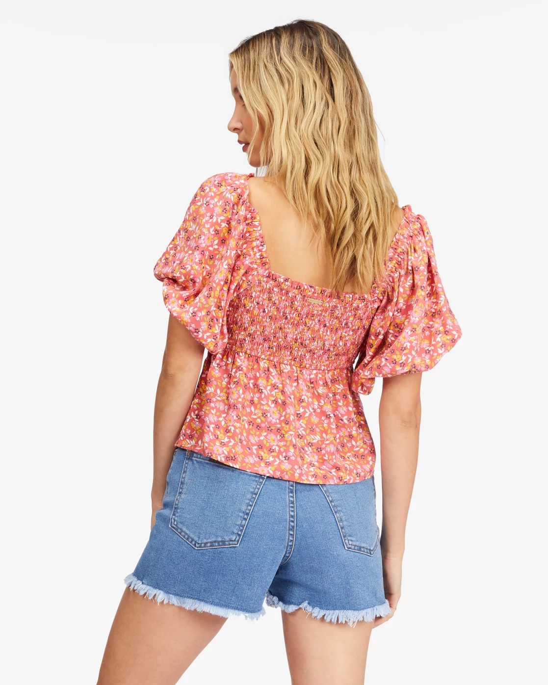 Billabong Beachy Babe Puff Sleeve Crop Top VINTAGE CORAL (vco) 3 Billabong Beachy Babe Puff Sleeve Crop Top VINTAGE CORAL (vco) - Image 3