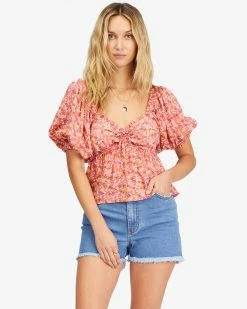Billabong Beachy Babe Puff Sleeve Crop Top VINTAGE CORAL (vco) 9 Billabong Beachy Babe Puff Sleeve Crop Top VINTAGE CORAL (vco) -billabong shop abjwt00322 billabongw vco sd1