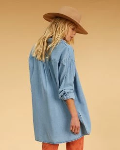 Billabong Salty Blonde In The Tide Long Sleeve Denim Shirt SALTY BLUE (syl) -billabong shop abjwt00325 billabongw syl bck1