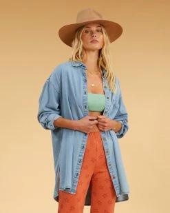 Billabong Salty Blonde In The Tide Long Sleeve Denim Shirt SALTY BLUE (syl)