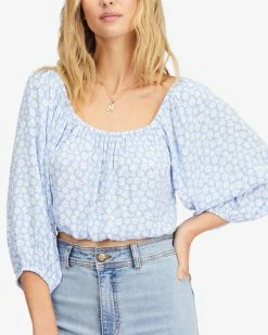 Billabong Sun City 2 Puff Sleeve Crop Top BABY BLUES (bzr0) -billabong shop abjwt00327 billabongw bzr0 dtl1