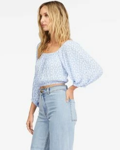 Billabong Sun City 2 Puff Sleeve Crop Top BABY BLUES (bzr0) -billabong shop abjwt00327 billabongw bzr0 sd1