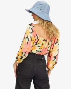 Billabong Sun City 2 Puff Sleeve Crop Top MULTI (mul) -billabong shop abjwt00327 billabongw mul bck1