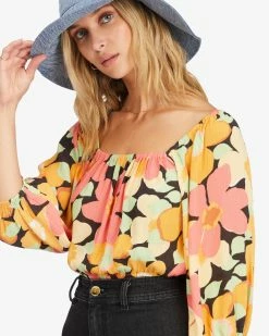 Billabong Sun City 2 Puff Sleeve Crop Top MULTI (mul) -billabong shop abjwt00327 billabongw mul dtl1