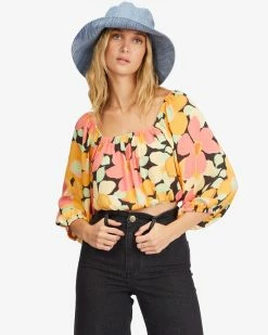 Billabong Sun City 2 Puff Sleeve Crop Top MULTI (mul)