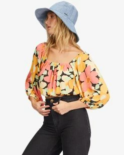 Billabong Sun City 2 Puff Sleeve Crop Top MULTI (mul) -billabong shop abjwt00327 billabongw mul sd1