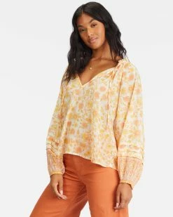 Billabong Free Heart Long Sleeve Blouse SALT CRYSTAL 2 (sc2) -billabong shop abjwt00328 billabongw sc2 sd1