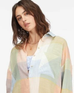 Billabong Easy Breezy Long Sleeve Button-Up Shirt MULTI (mul) -billabong shop abjwt00358 billabongw mul dtl1