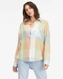 Billabong Easy Breezy Long Sleeve Button-Up Shirt MULTI (mul) -billabong shop abjwt00358 billabongw mul frt1 1
