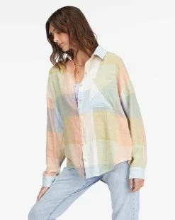Billabong Easy Breezy Long Sleeve Button-Up Shirt MULTI (mul) -billabong shop abjwt00358 billabongw mul sd1