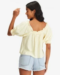 Billabong Sunny Skies Puff-Sleeve Top SALT CRYSTAL (scs) -billabong shop abjwt00359 billabongw scs bck1