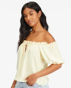 Billabong Sunny Skies Puff-Sleeve Top SALT CRYSTAL (scs) -billabong shop abjwt00359 billabongw scs dtl1