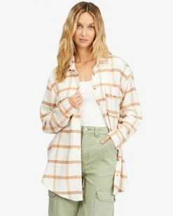Billabong So Stoked Long Sleeve Flannel Shirt SALT CRYSTAL (scs) -billabong shop abjwt00361 billabongw scs frt1 1