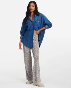 Billabong So Stoked Oversized Button-Down Shirt DARK HAZE (kyk0) -billabong shop abjwt00365 billabongw kyk0 frt9